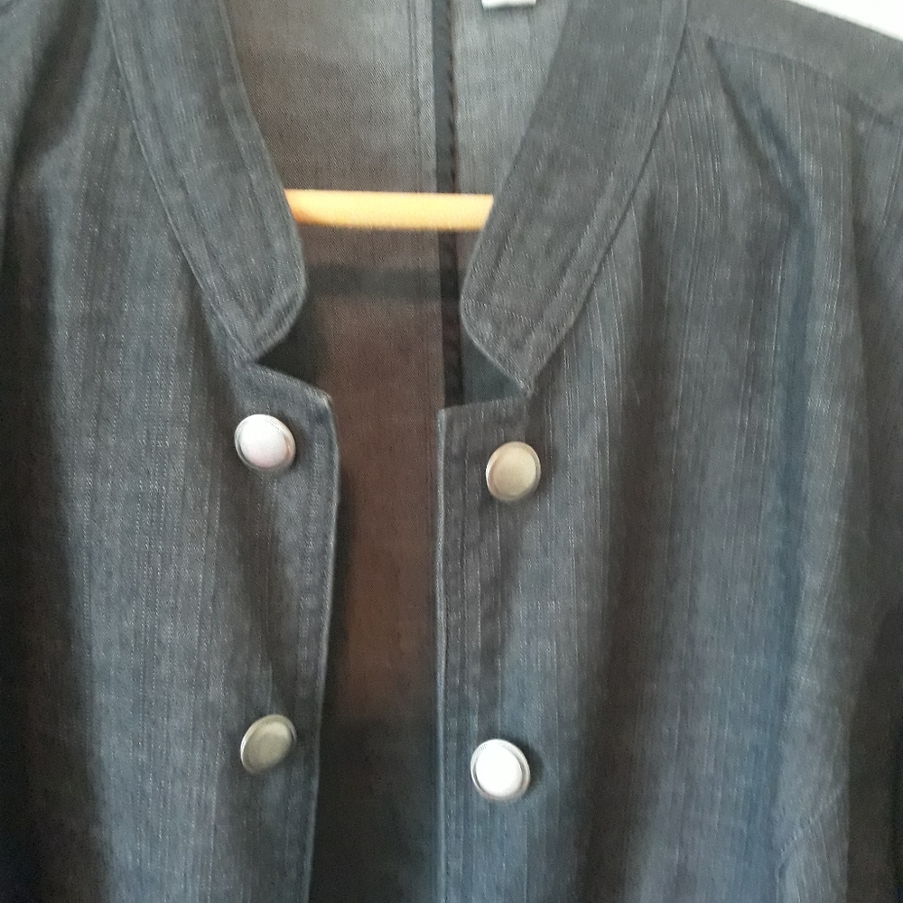 Gray Denim Jacket Double Down Buttons
